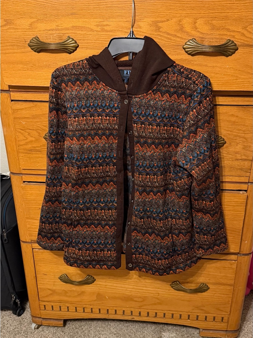 FDJ French Dressing Brown Patterned Quilted Bomber Jacket